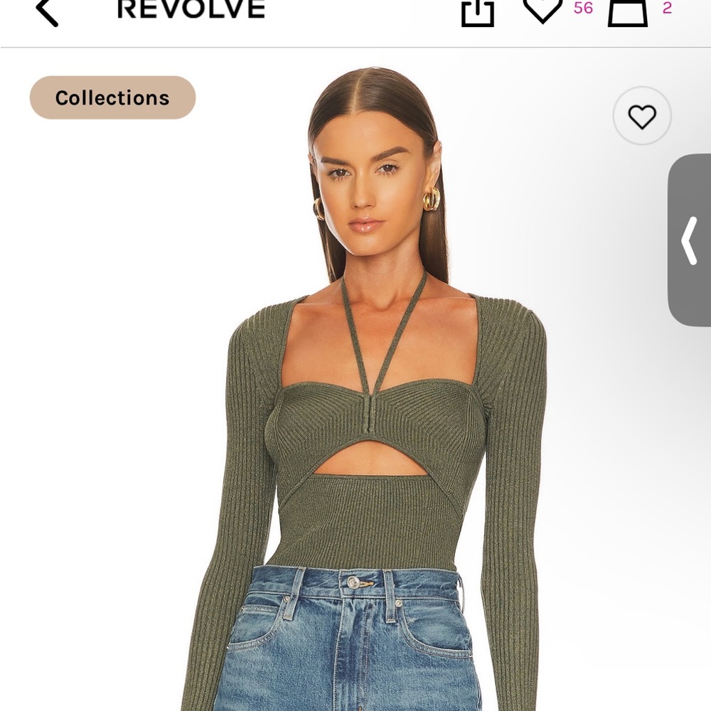 Beautiful green color simkhai long sleeve ribbed shirt